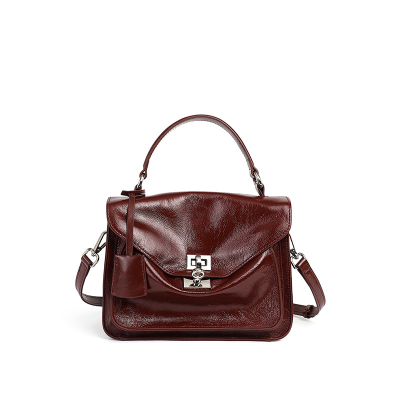 Top layer cowhide genuine leather messenger bag versatile large capacity handbag envelope bag Cambridge bag shoulder crossbody bag