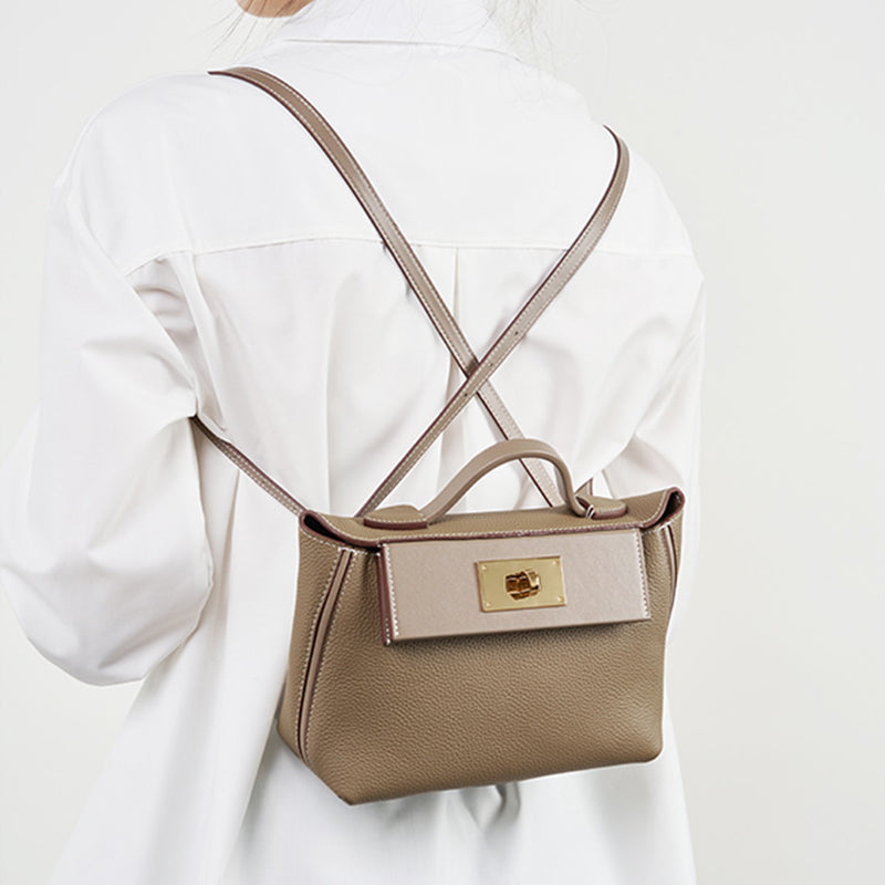 Genuine leather Kelly bag mini top layer cowhide backpack handbag shoulder crossbody backpack