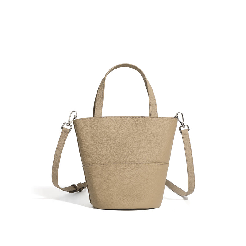 Niche genuine leather bucket bag vegetable basket shoulder crossbody women's bag Korean niche design fashion all-match bag