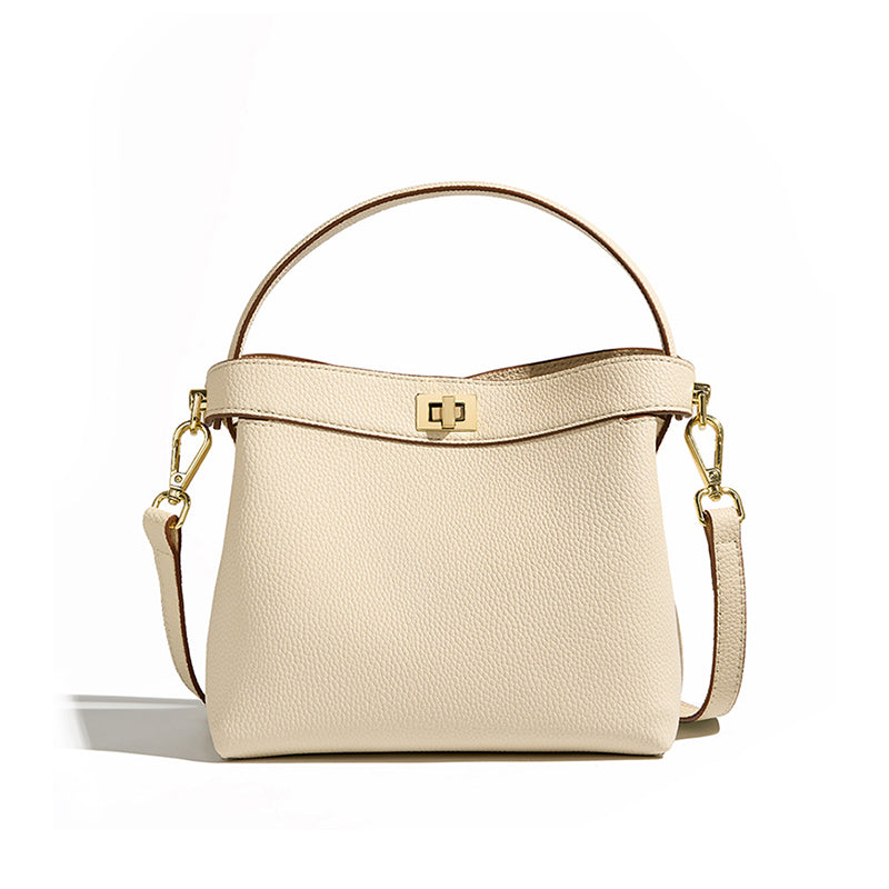 Genuine leather niche design handbag crossbody bucket bag one shoulder ins style women's bag