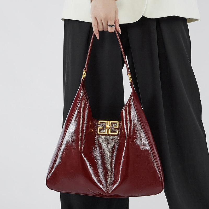 First layer of cowhide tote bag underarm bag hobo bag high-end second-hand shoulder bag