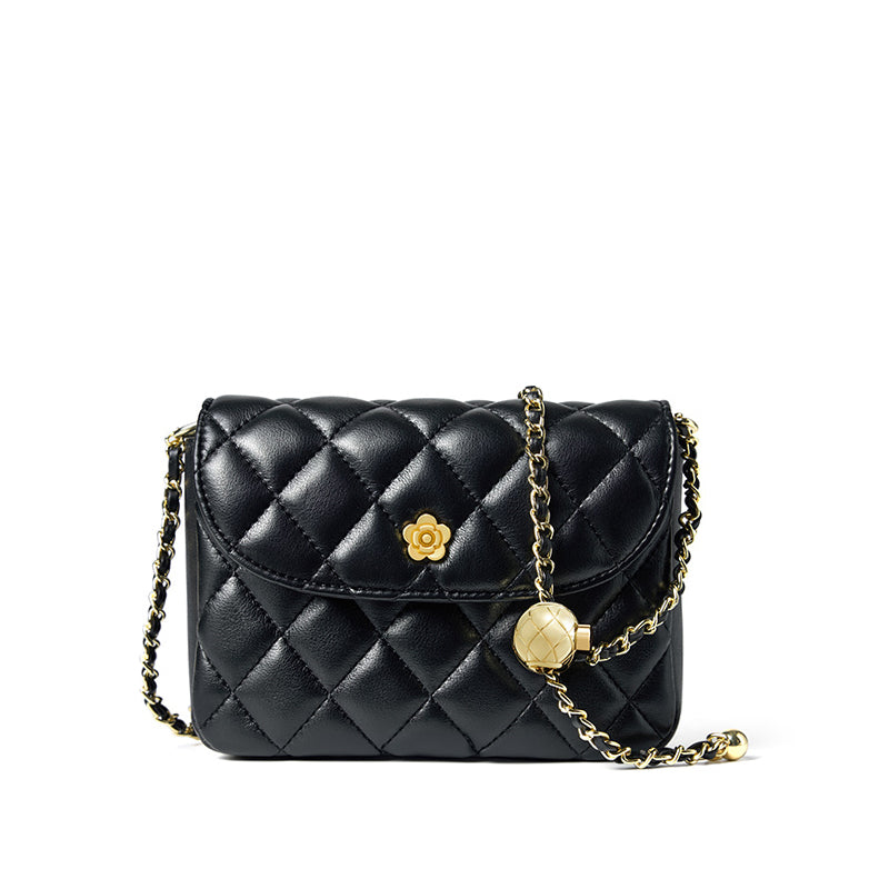 Cowhide diamond shoulder bag messenger bag genuine leather chain underarm bag women's bag