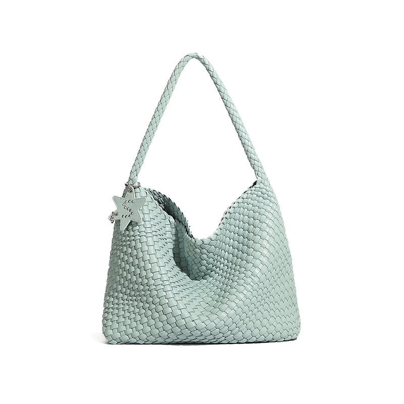 Niche hand-woven tote bag casual lazy style one-shoulder underarm bag bucket trendy women's bag
