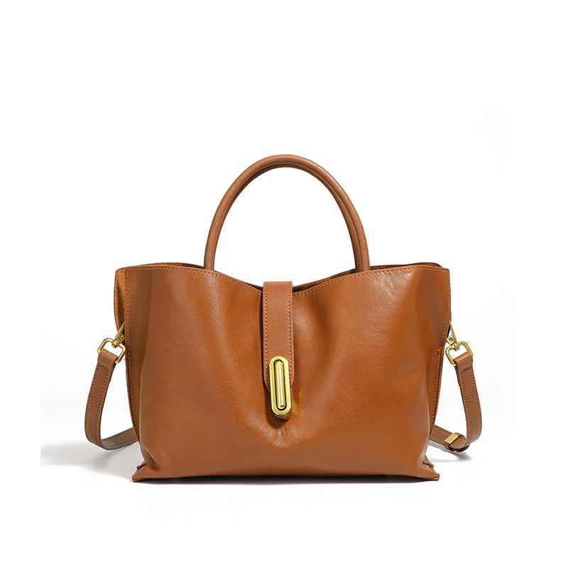 First layer vegetable tanned cowhide tote bag niche fashion commuter all-match handbag ladies messenger bag