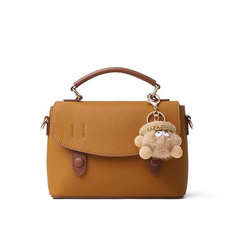 Cambridge bag with top-grain cowhide, high-grade genuine leather handbag, versatile shoulder bag