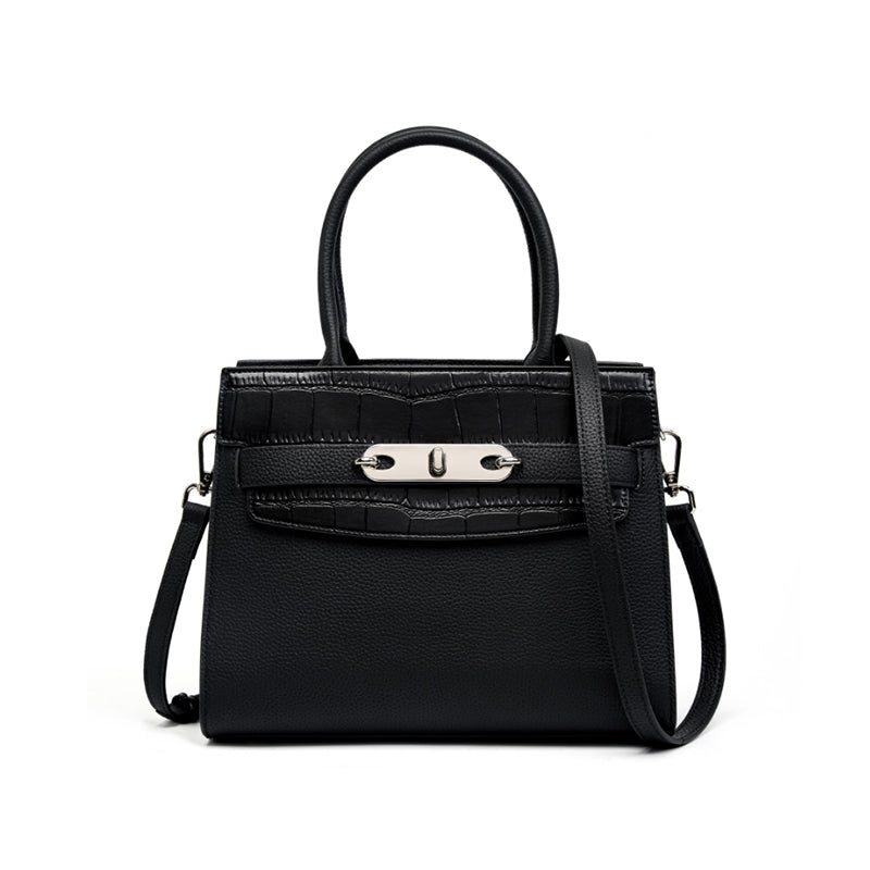 Genuine leather fashion handbag, shoulder crossbody bag, stylish light luxury Kelly bag for women