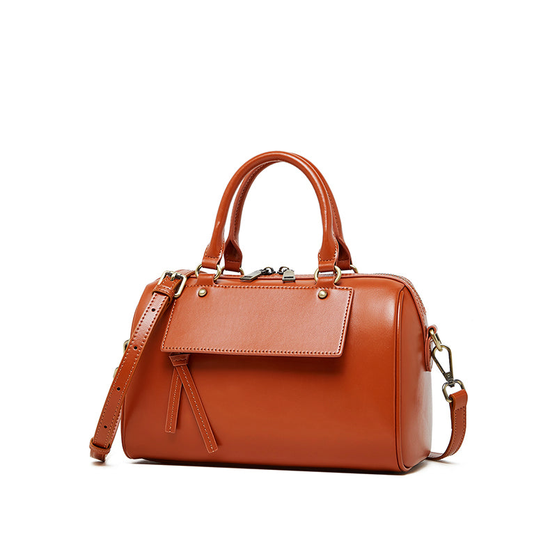 Genuine leather Boston pillow bag fashionable casual handbag cowhide shoulder messenger bag