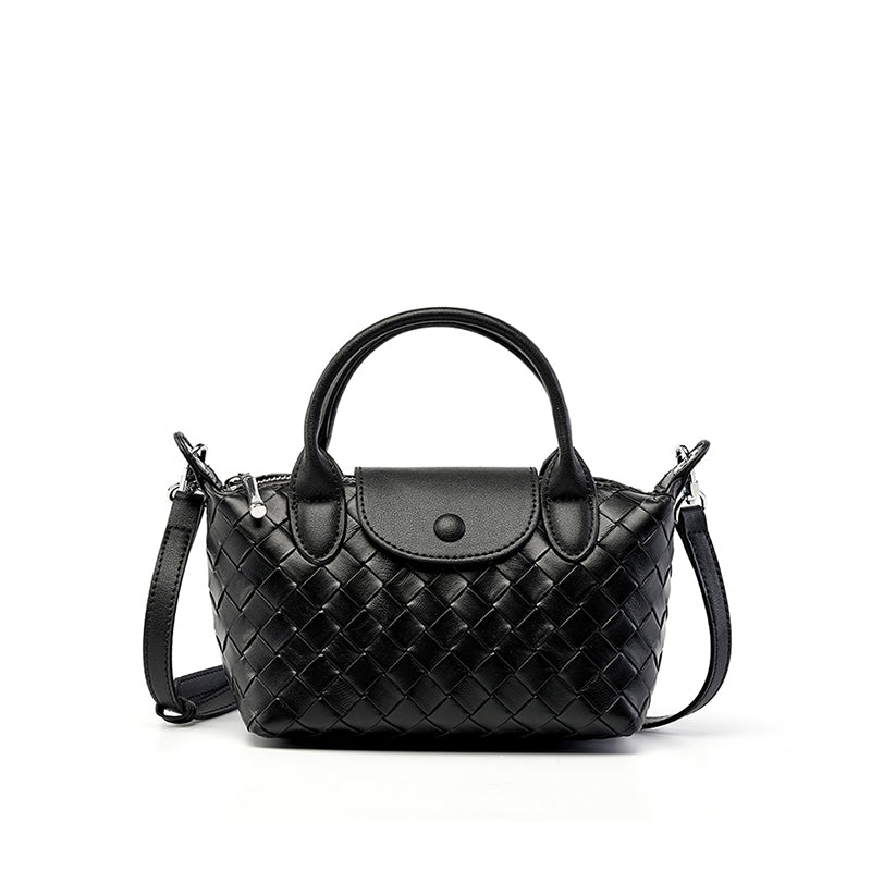Genuine leather niche design handbag cowhide woven women's bag shoulder crossbody bag