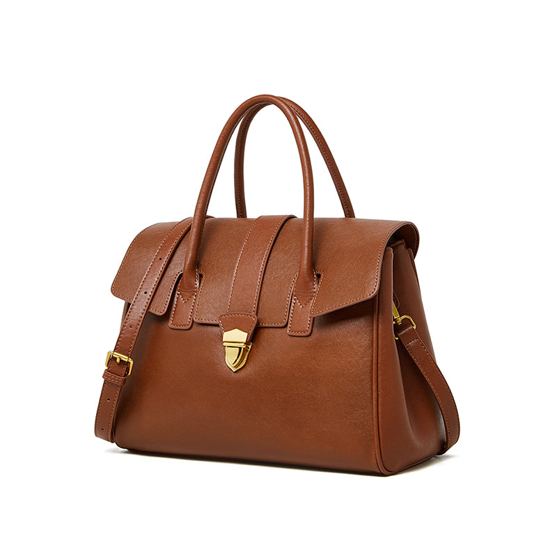 Genuine leather vintage handheld tote bag vegetable tanned cowhide briefcase versatile large bag
