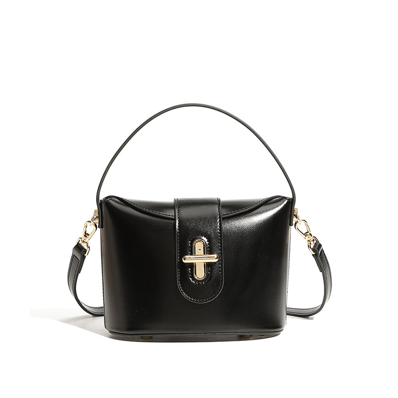 Genuine leather trendy urban simple handbag shoulder messenger bag light luxury niche high-end capsule lock bag