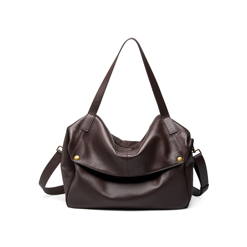 Large capacity one-shoulder genuine leather tote bag European and American style versatile texture simple casual women's bag
