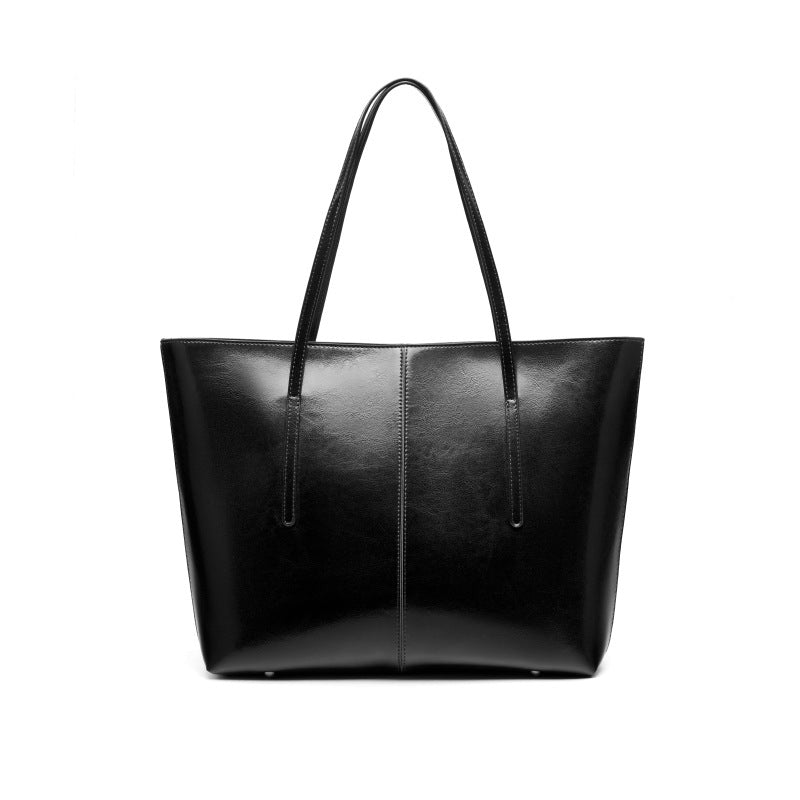 Large capacity genuine leather tote bag versatile handbag underarm bag niche shoulder bag bags