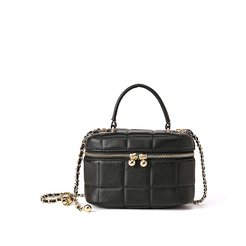 Genuine leather small Chanel style handbag box bag high-quality texture chain shoulder crossbody bag women's bag small bag