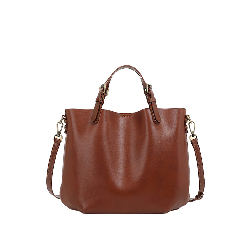 Simple tote bag with large capacity, versatile and high-end hand-held, shoulder and crossbody bucket bag