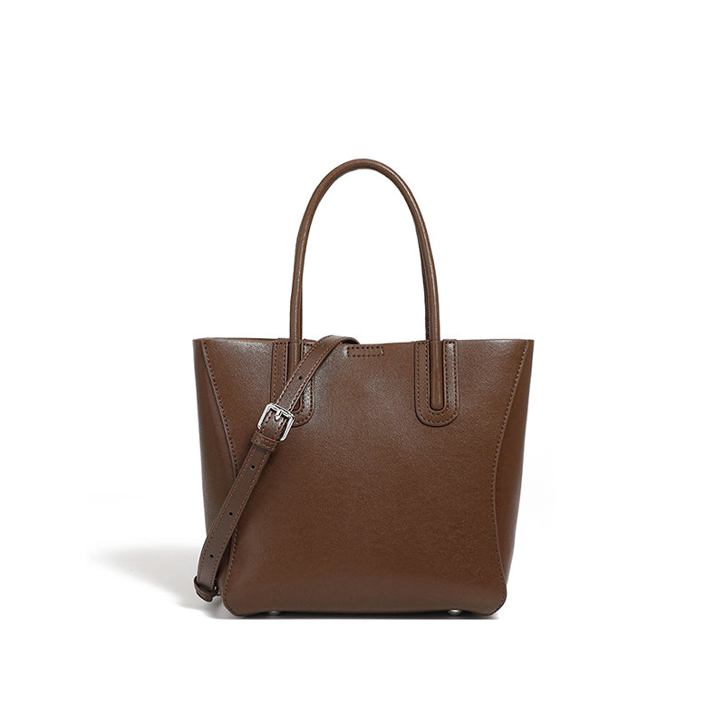 Genuine leather simple handbag literary retro tree paste leather bucket bag shoulder messenger bag