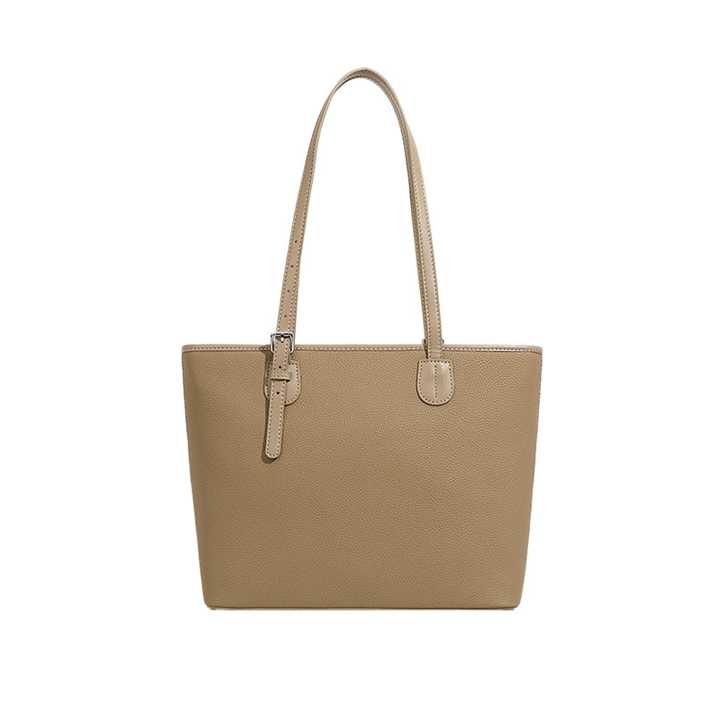 Large capacity tote bag genuine leather high-end niche shoulder bag fashionable versatile bucket bag
