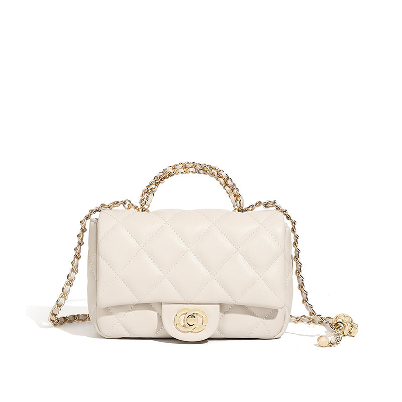 Chanel style metal chain diamond handbag shoulder crossbody bag