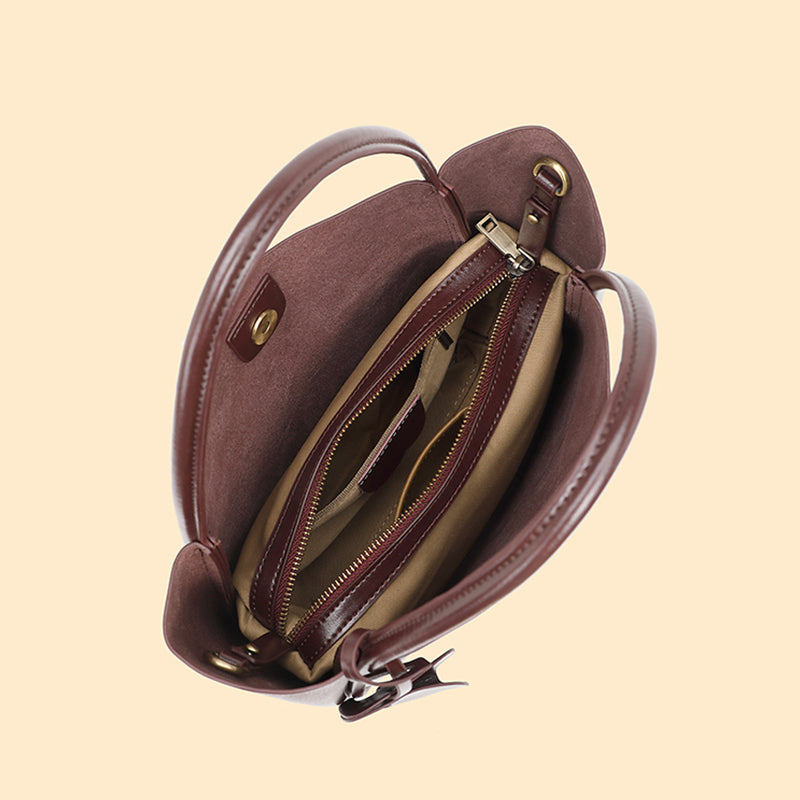 Cowhide shoulder bucket bag genuine leather handbag fashionable shoulder tote bag