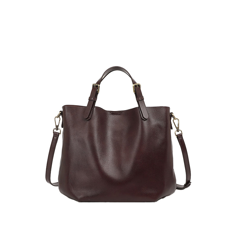 Simple tote bag with large capacity, versatile and high-end hand-held, shoulder and crossbody bucket bag