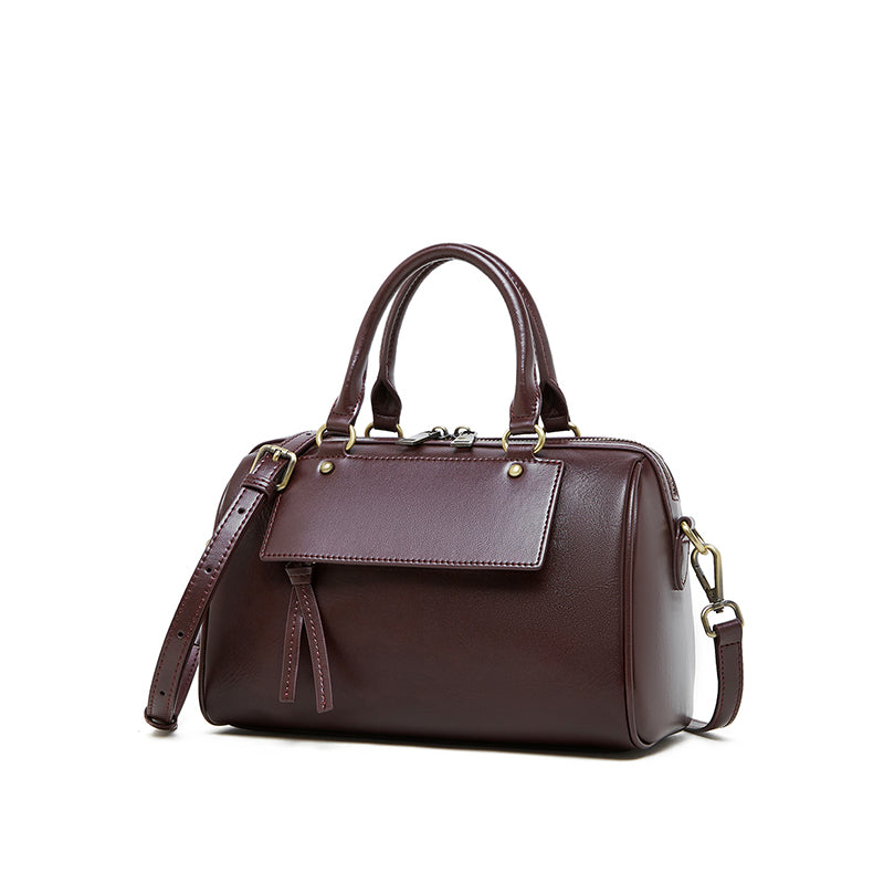 Genuine leather Boston pillow bag fashionable casual handbag cowhide shoulder messenger bag