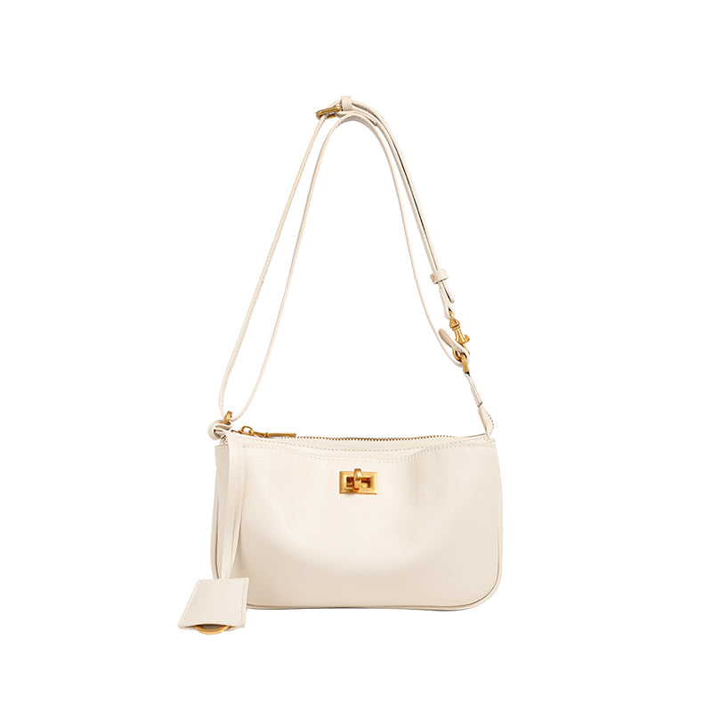 Rodeo lock underarm bag genuine leather versatile mini baguette bag shoulder crossbody bag