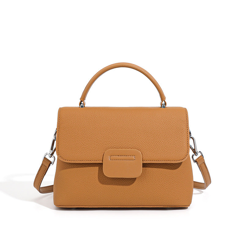 Top layer cowhide shoulder messenger bag simple fashion classic soft leather shell handbag