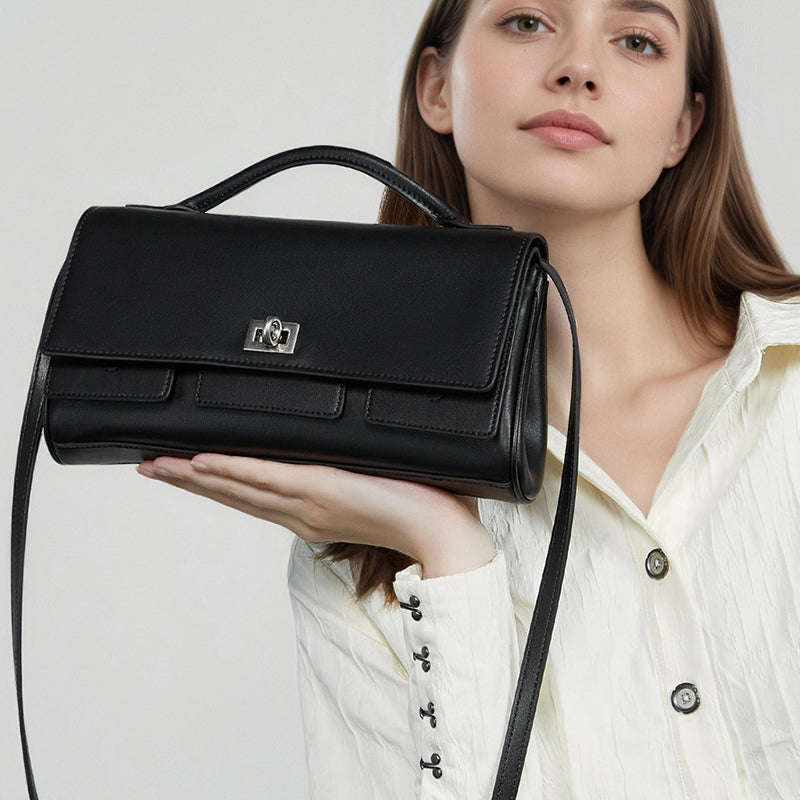 Genuine leather Korean style niche shoulder bag fashionable and stylish crossbody bag simple texture versatile handbag