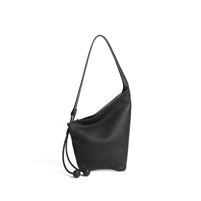 Genuine leather lazy crossbody bag niche asymmetrical design minimalist knotted horn bag shoulder dumpling women's bag