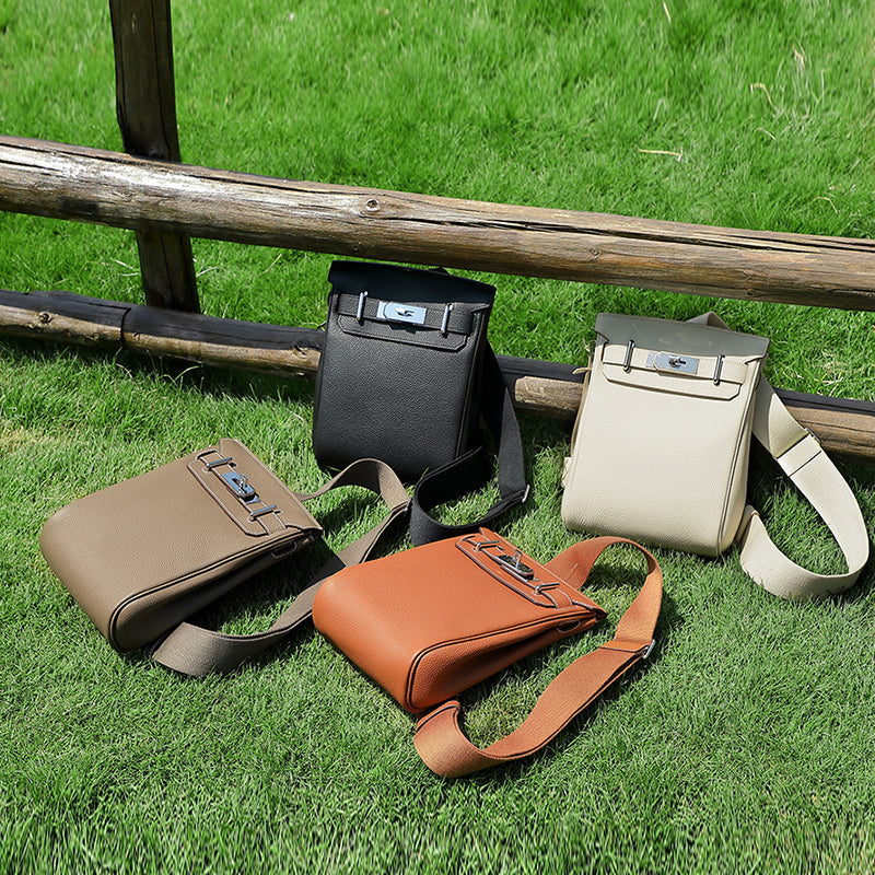 First layer of leather Kelly bag crossbody chest bag unisex backpack fashionable genuine leather shoulder crossbody bag