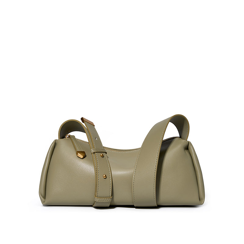 Cowhide genuine leather crossbody bag high-end baguette underarm bag