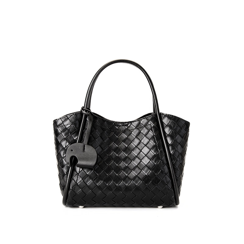 Genuine leather woven pattern tote bag large capacity versatile handheld crossbody bag mother and daughter bag