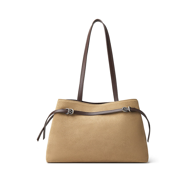 Cowhide high-grade matte texture tote bag genuine leather versatile suede retro handheld shoulder bag