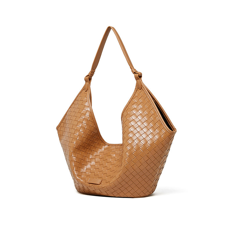 Cowhide Woven Tote Bag Underarm Shoulder Bag