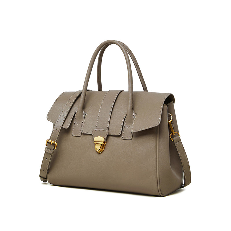 Genuine leather vintage handheld tote bag vegetable tanned cowhide briefcase versatile large bag