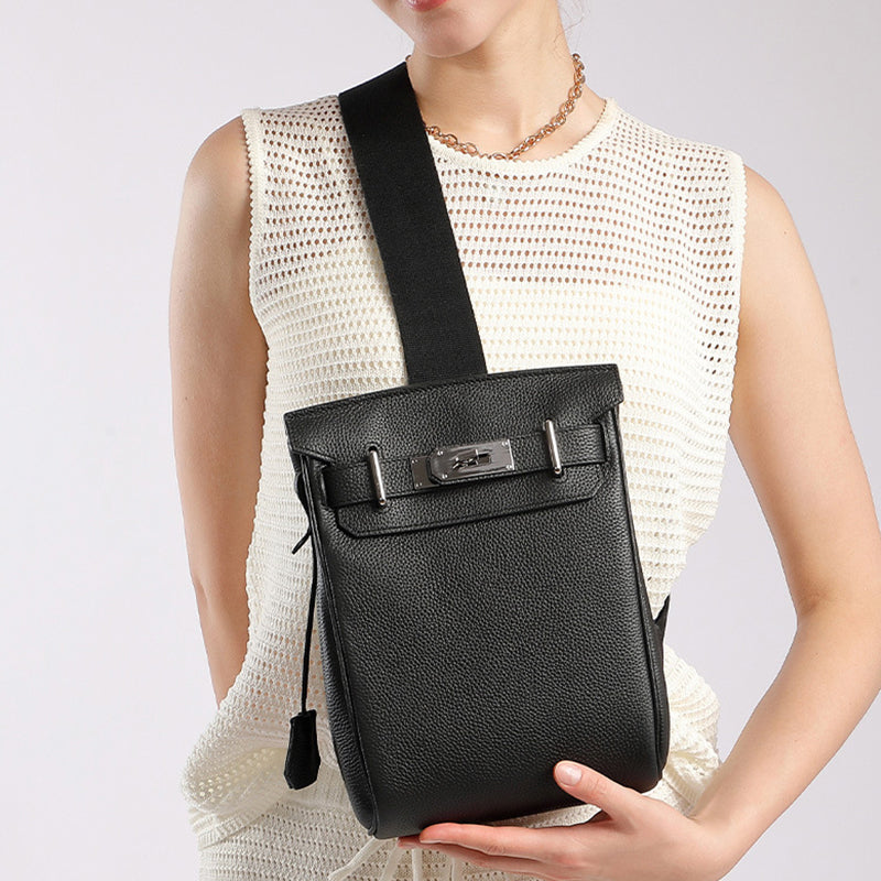 TOGO first layer leather Kelly bag crossbody chest bag men and women fashionable genuine leather shoulder crossbody bag