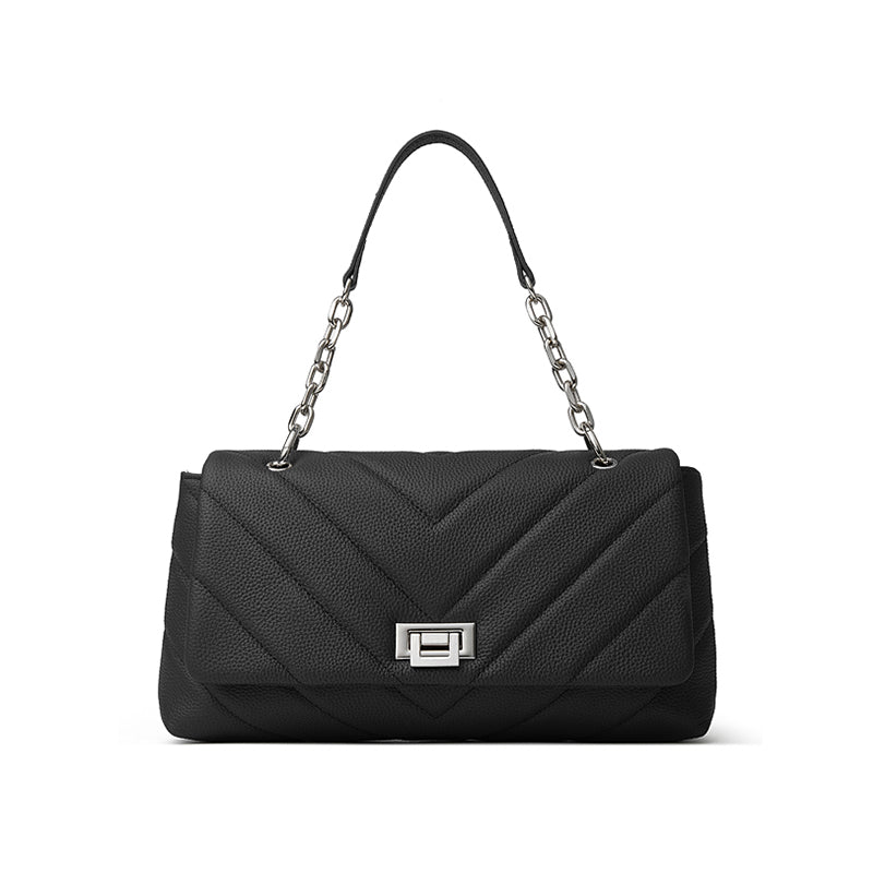 Top layer cowhide shoulder bag Chanel style genuine leather chain underarm crossbody bag