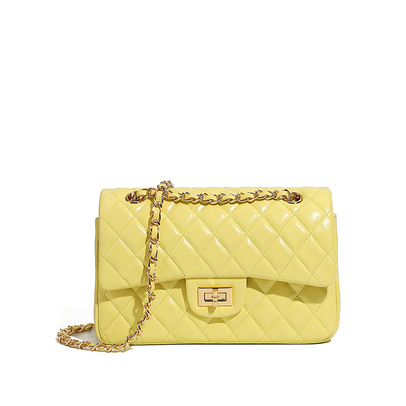 First layer of cowhide chain underarm bag genuine leather small Chanel style fashionable diamond shoulder crossbody bag small square bag