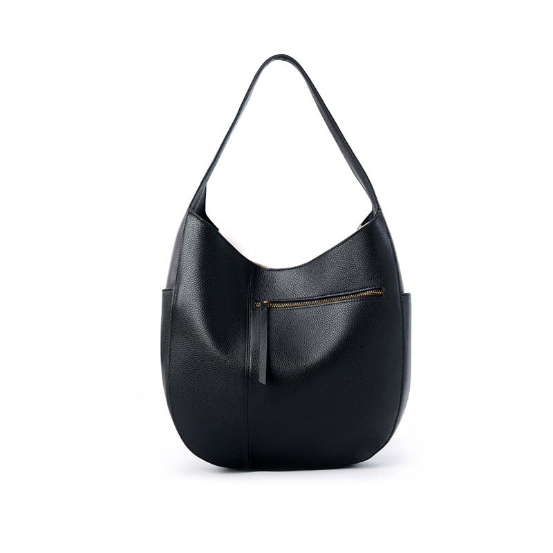 Top layer cowhide tote bag advanced simple large capacity genuine leather commuter crescent bag high quality shoulder handbag women's bag