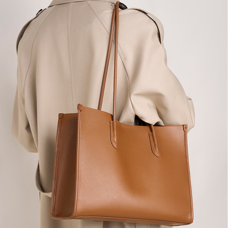 Genuine leather women's bag niche soft leather tote bag large capacity cowhide shoulder bag