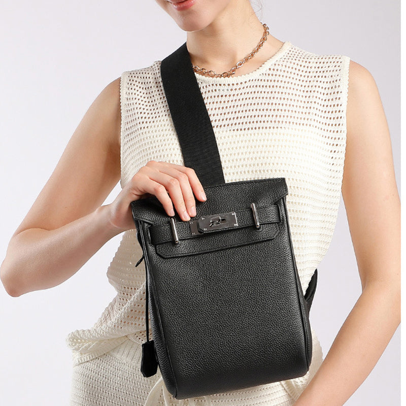 TOGO first layer leather Kelly bag crossbody chest bag men and women fashionable genuine leather shoulder crossbody bag