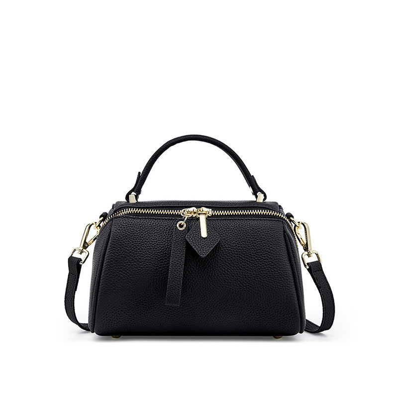 Genuine leather vintage handbag simple classic Boston bag cowhide crossbody shoulder bag