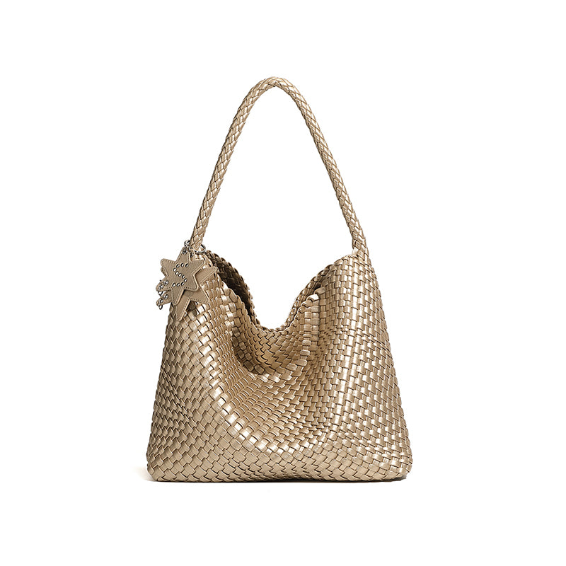 Niche hand-woven tote bag casual lazy style one-shoulder underarm bag bucket trendy women's bag