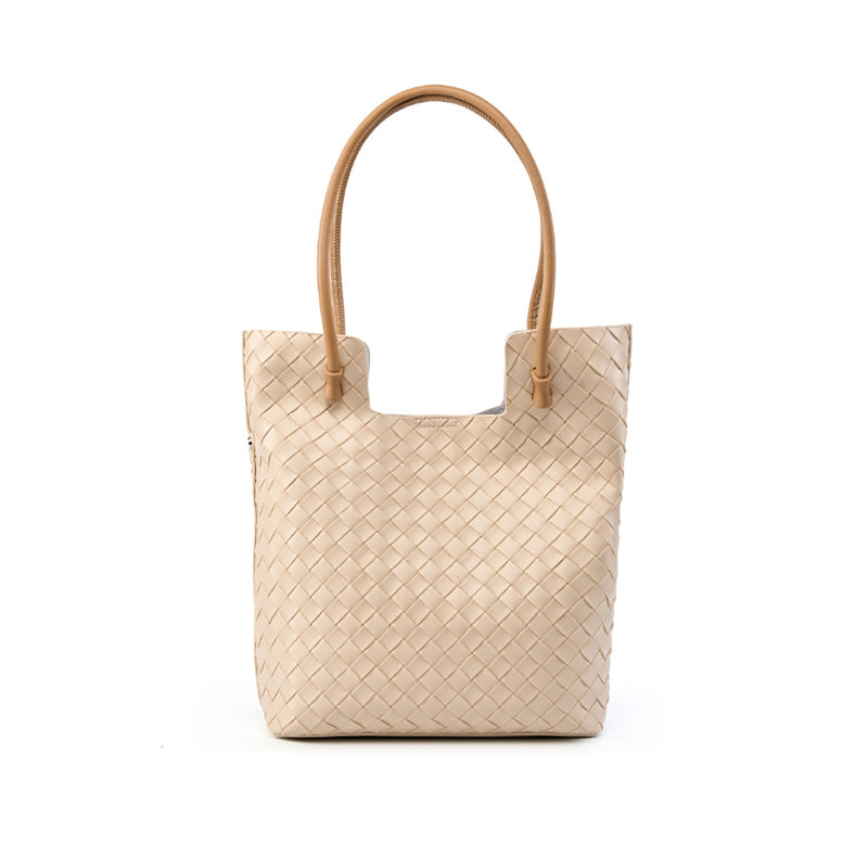 New Tote Bag Women's Bag Fashion Braided Large Capacity Simple Cowhide Shoulder Handbag