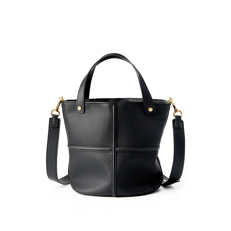 Genuine leather niche versatile bucket bag first layer of cowhide elegant shoulder crossbody bag