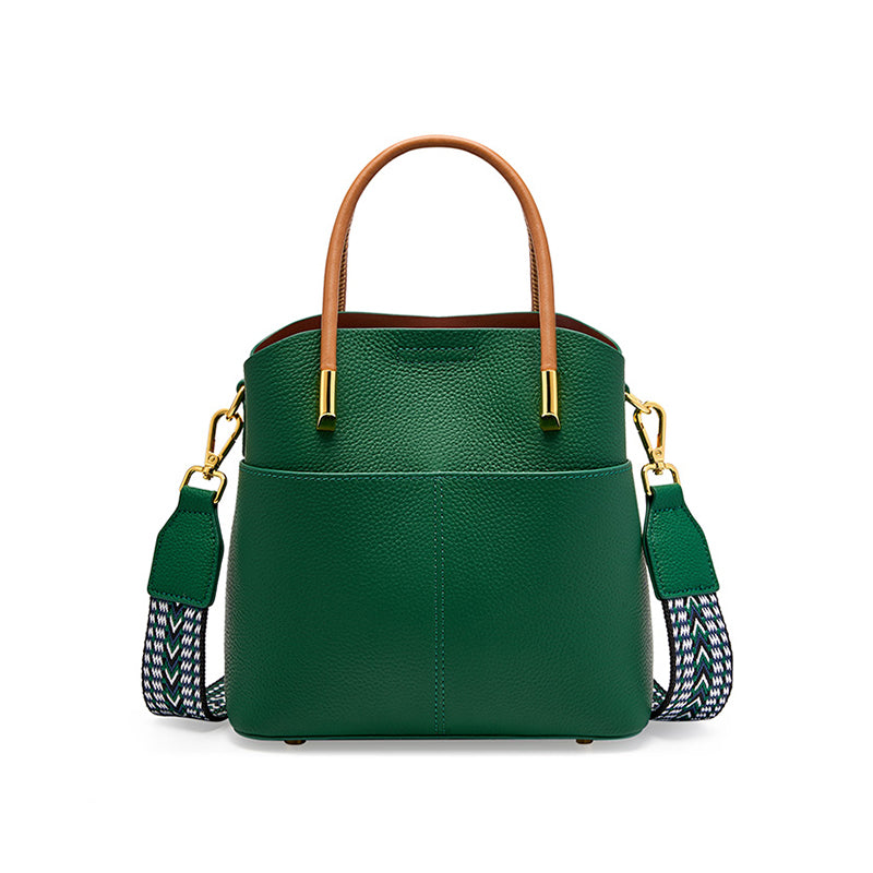 Small leather shoulder bucket bag