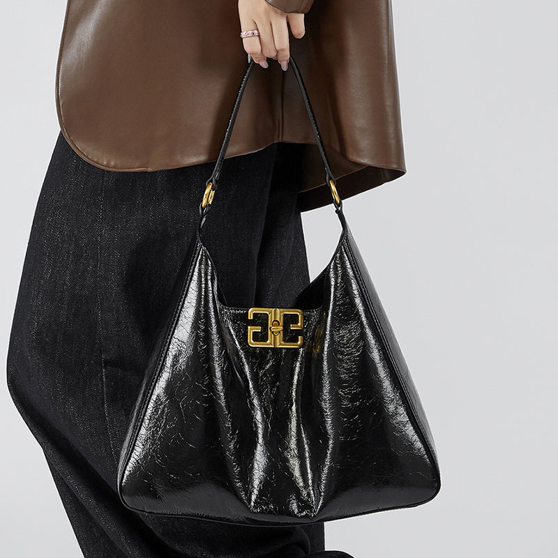 First layer of cowhide tote bag underarm bag hobo bag high-end second-hand shoulder bag