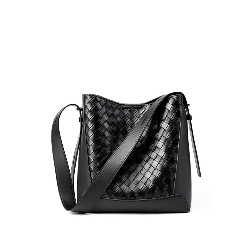Cowhide hand-woven tote bag genuine leather fashionable shoulder crossbody bag