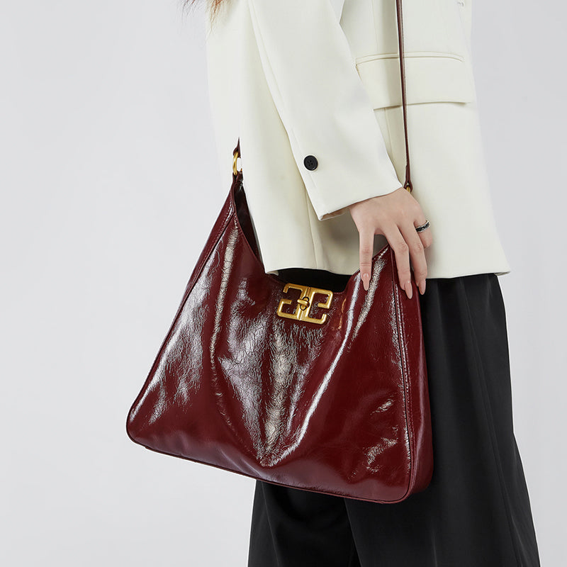 First layer of cowhide tote bag underarm bag hobo bag high-end second-hand shoulder bag