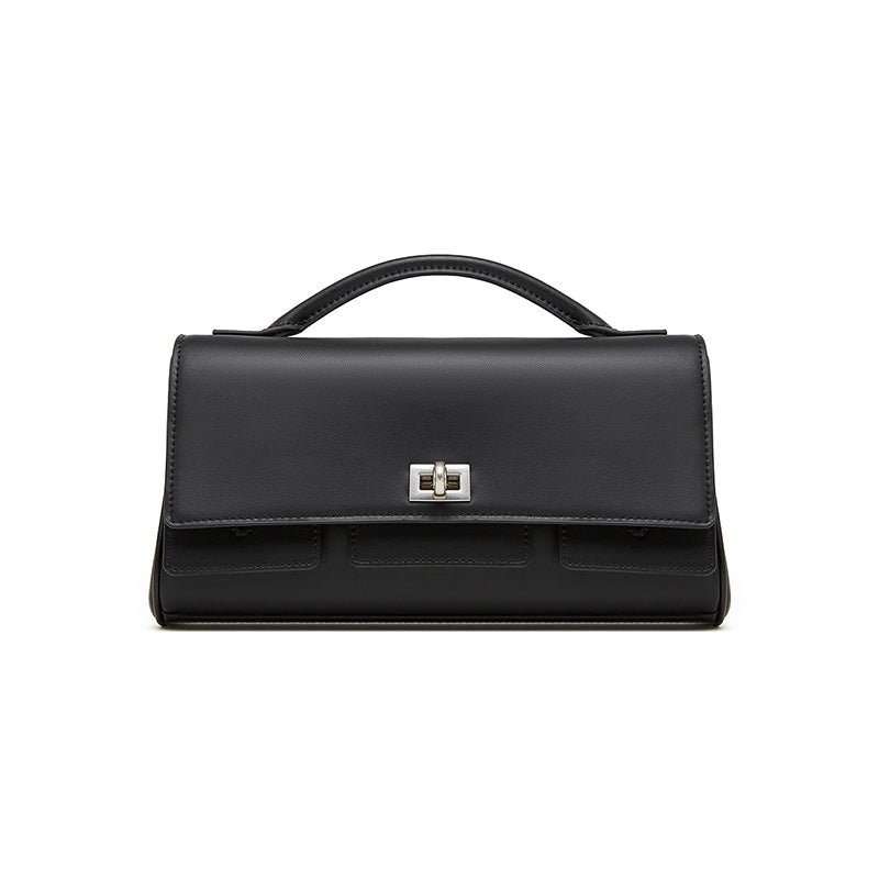Genuine leather Korean style niche shoulder bag fashionable and stylish crossbody bag simple texture versatile handbag