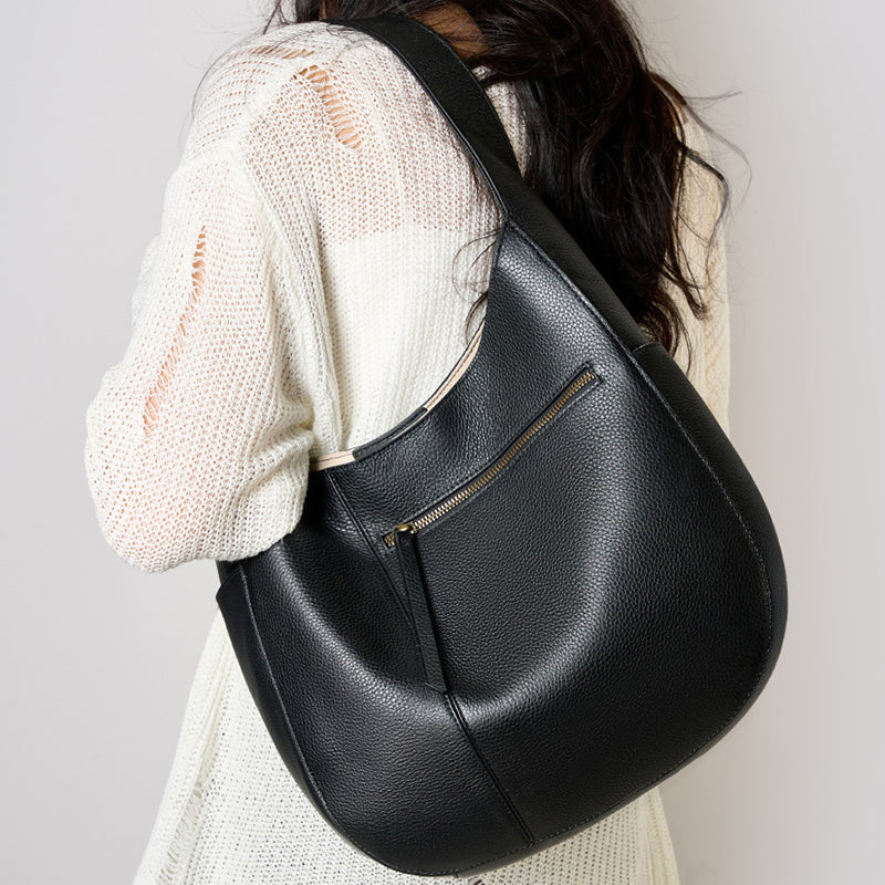 Top layer cowhide tote bag advanced simple large capacity genuine leather commuter crescent bag high quality shoulder handbag women's bag